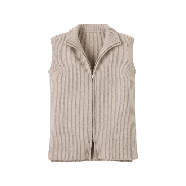 Me and Em Zip Sweater Vest – luxury British Beige in Me and Em exclusively at Luxury Shoes 