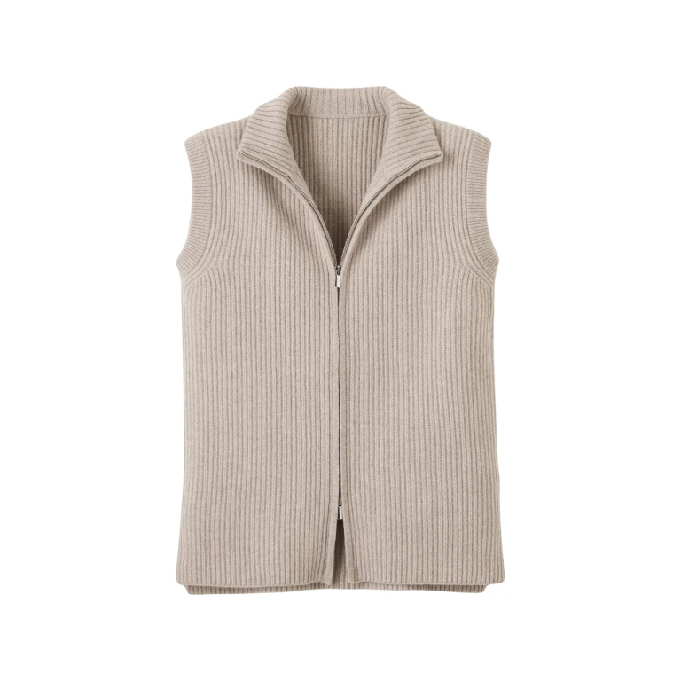 Me and Em Zip Sweater Vest – luxury British Beige in Me and Em exclusively at Luxury Shoes 