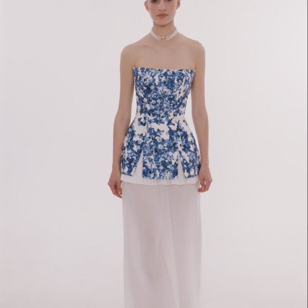 Milla 2-in-1 blue hydrangea mini with a detachable underskirt Dress, view 6