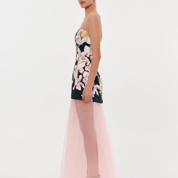 Milla 2-in-1 floral mini with a detachable candy pink sheer underskirt Dress, view 5