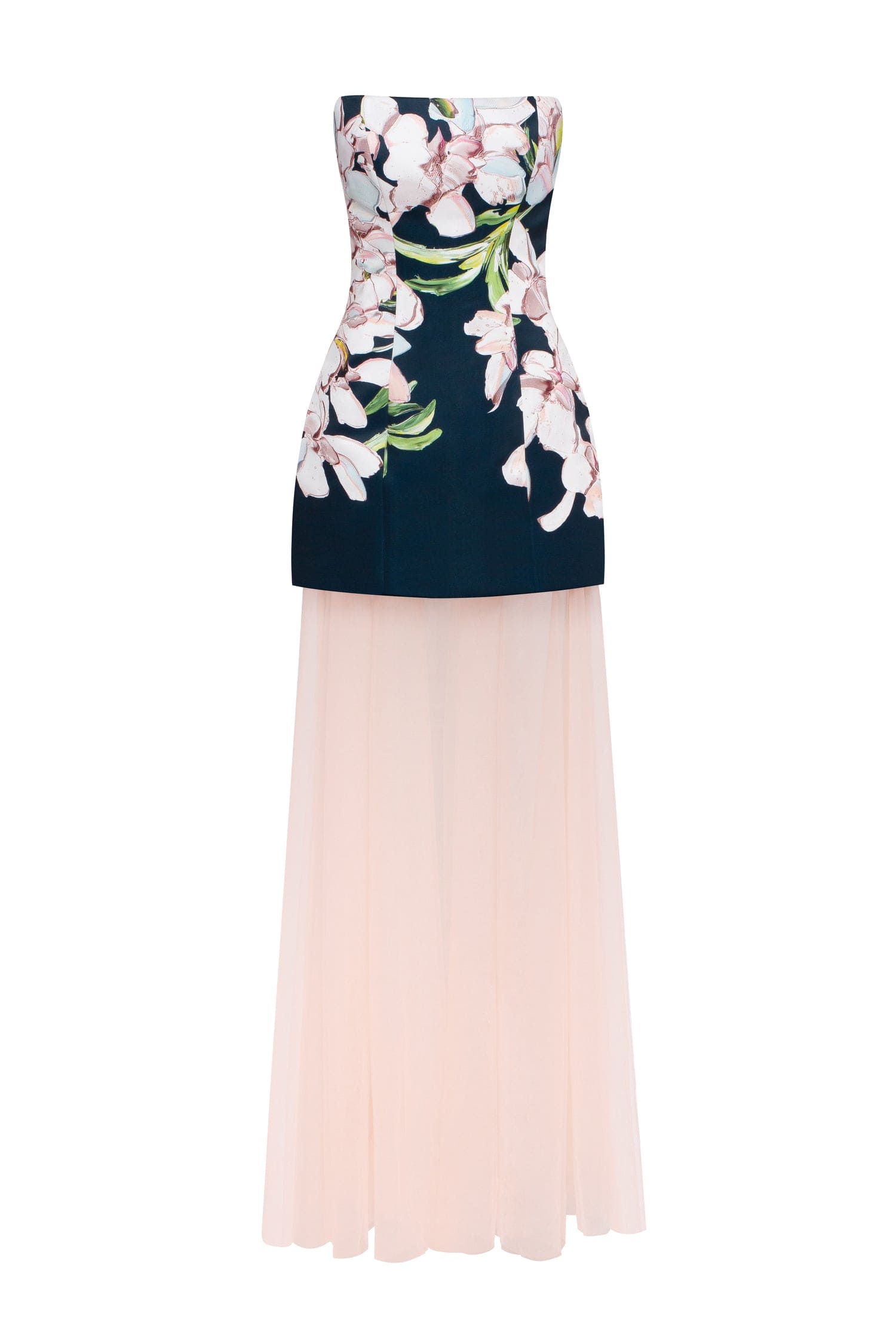 Milla 2-in-1 floral mini with a detachable light peach underskirt Dress