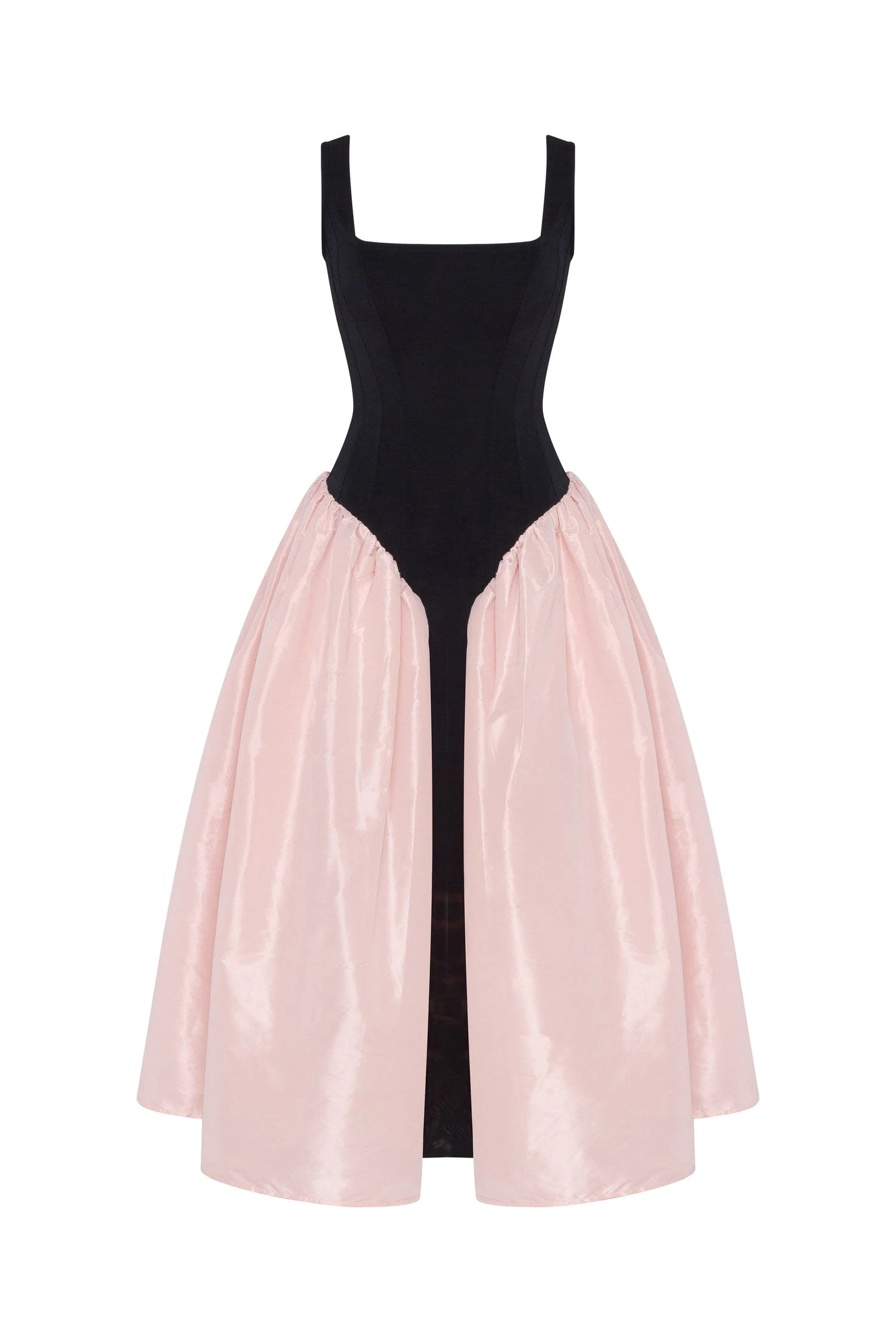 Milla Black corset dress on straps with a glossy pink midi skirt | Ready to Wear 2025 Collection Luxury Shoes Elevate your elegance in this Milla Dresses from the 2025 resort wear edit