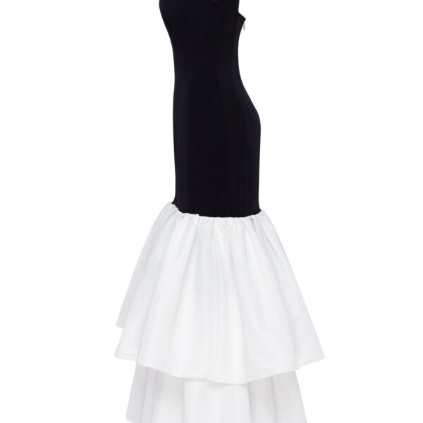 Milla Black fitted maxi dress with white puffy tiered skirt, Parisienne, view 6