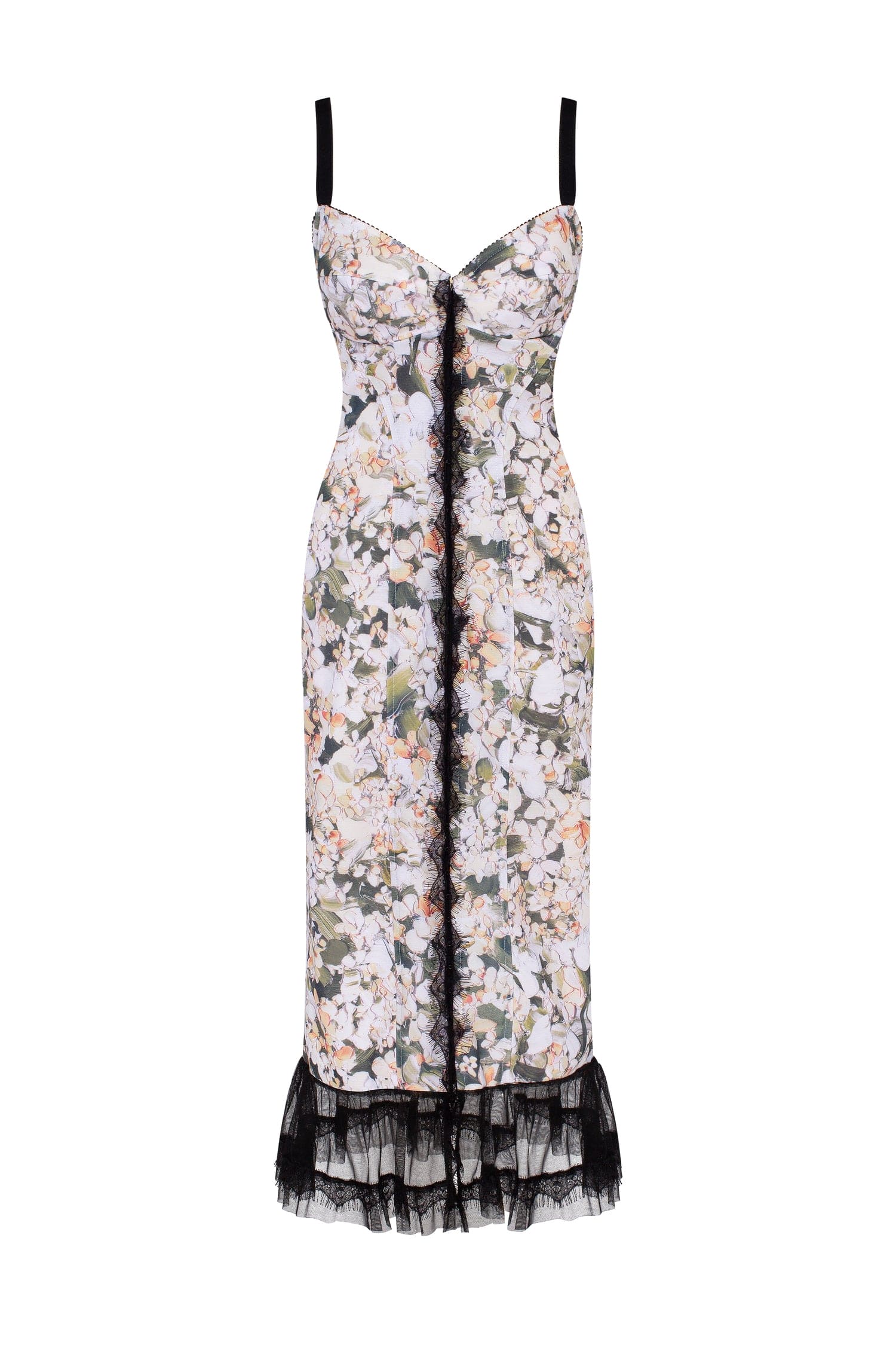 Milla Floral midi dress with puffy tulle hem
