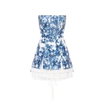 Milla Strapless blue hydrangea mini dress with accent lacing | Ready to Wear 2025 Collection Luxury Shoes Elevate your elegance in this Milla Dresses from the 2025 resort wear edit