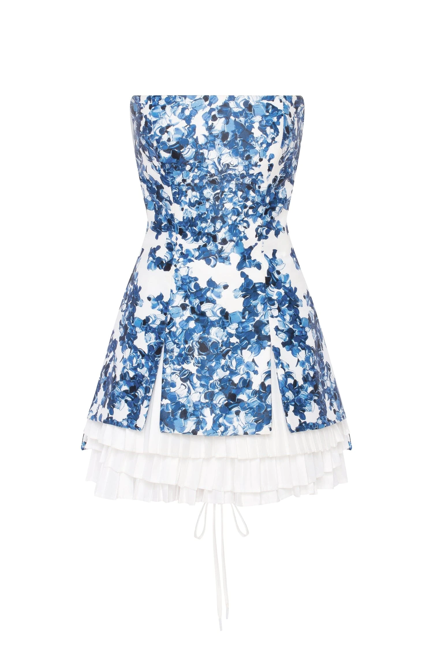 Milla Strapless blue hydrangea mini dress with accent lacing | Ready to Wear 2025 Collection Luxury Shoes Elevate your elegance in this Milla Dresses from the 2025 resort wear edit