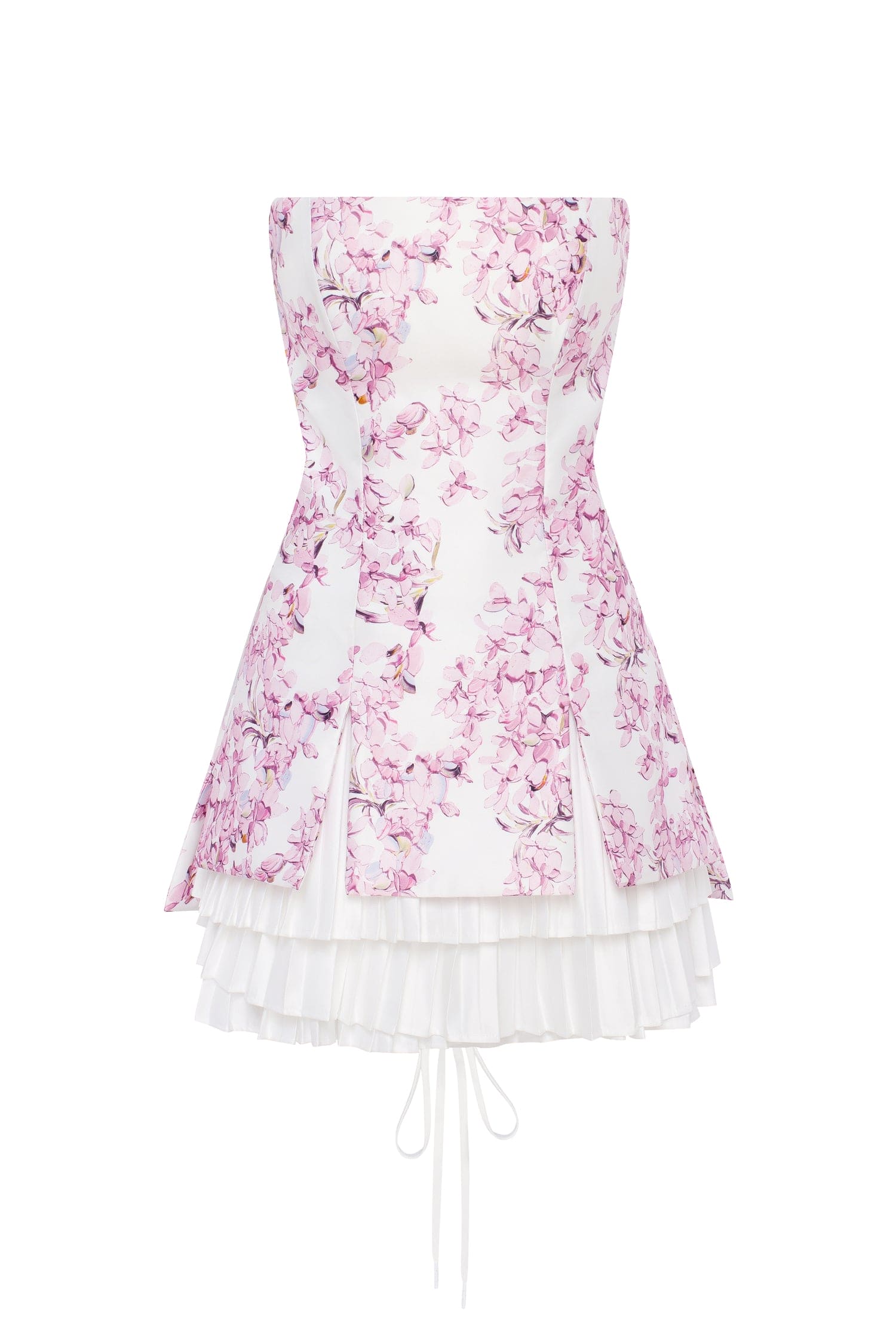 Milla Strapless pink sakura mini dress with accent lacing