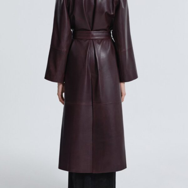 Nour Hammour Althea Belted Leather Coat, view 4