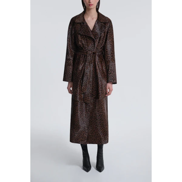 Nour Hammour Coats Color | Althea Belted Ponyhair Coat luxury leather Coats from Luxury Shoes 