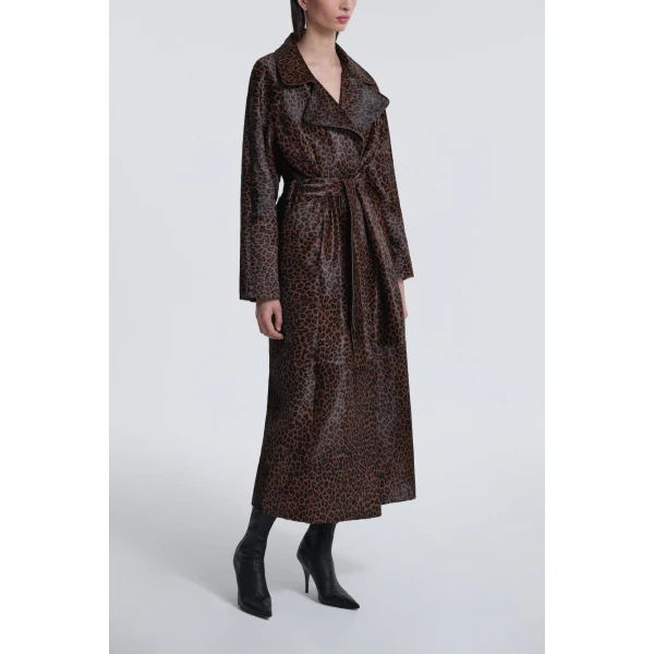 Nour Hammour Coats Color | Althea Belted Ponyhair Coat luxury leather Coats from Luxury Shoes 