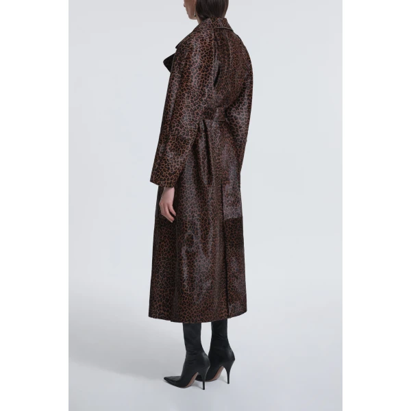 Nour Hammour Coats Color | Althea Belted Ponyhair Coat luxury leather Coats from Luxury Shoes 
