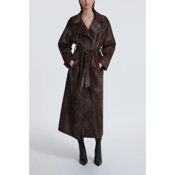 Nour Hammour Coats Color | Althea Belted Ponyhair Coat luxury leather Coats from Luxury Shoes 