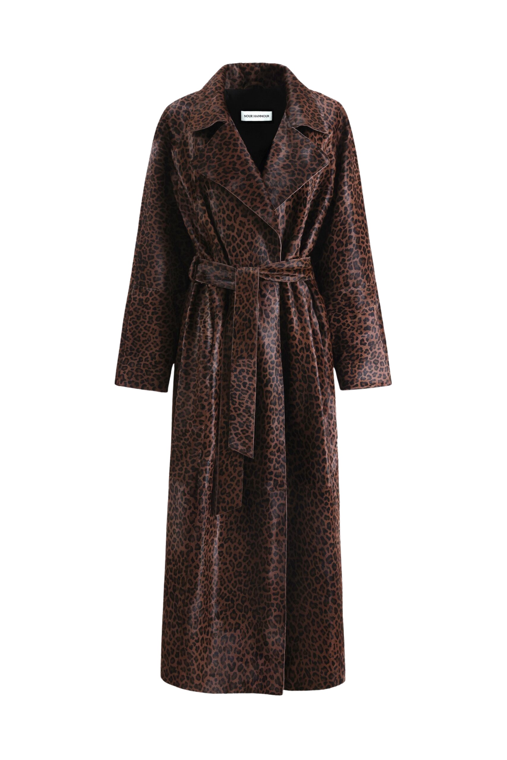 Nour Hammour Althea Belted Ponyhair Coat