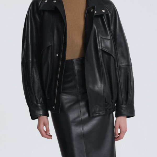 Nour Hammour Ariste Fluid Leather Jacket, view 2