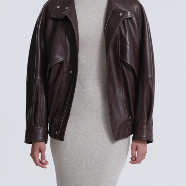 Nour Hammour Ariste Structured Leather Bomber Jacket, view 2