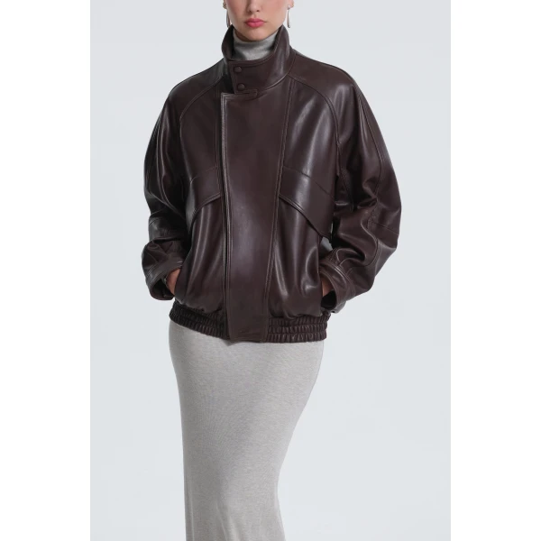 Nour Hammour Jackets Color | Ariste Structured Leather Bomber luxury leather Jackets from Luxury Shoes 
