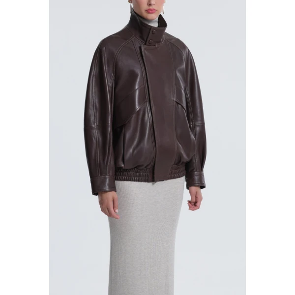 Nour Hammour Jackets Color | Ariste Structured Leather Bomber luxury leather Jackets from Luxury Shoes 