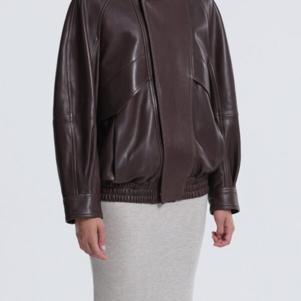 Nour Hammour Ariste Structured Leather Bomber Jacket, view 4