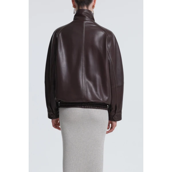 Nour Hammour Jackets Color | Ariste Structured Leather Bomber luxury leather Jackets from Luxury Shoes 