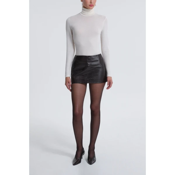Nour Hammour Skirts Color | Avery Skirt Ultra Mini Croco Leather Skirt luxury leather Skirts from Luxury Shoes 