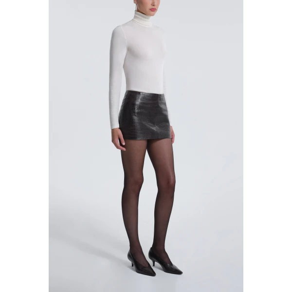 Nour Hammour Skirts Color | Avery Skirt Ultra Mini Croco Leather Skirt luxury leather Skirts from Luxury Shoes 
