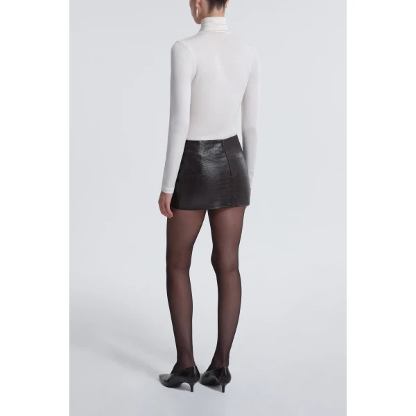 Nour Hammour Skirts Color | Avery Skirt Ultra Mini Croco Leather Skirt luxury leather Skirts from Luxury Shoes 