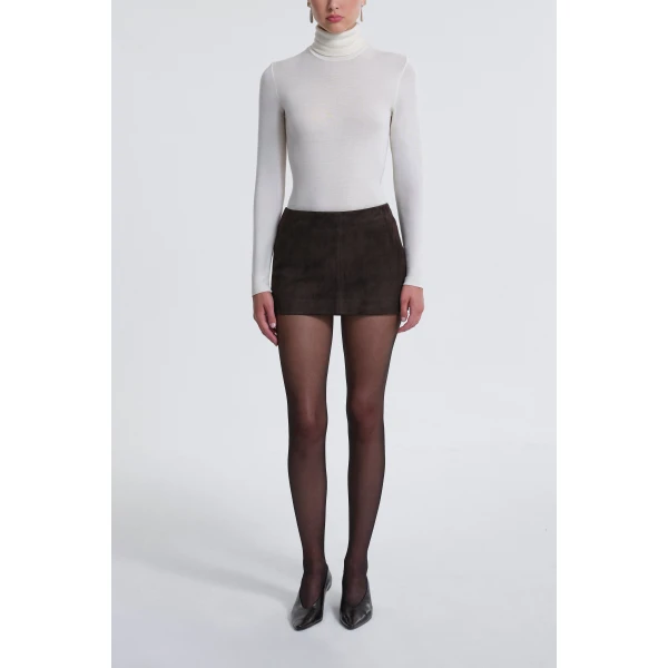 Nour Hammour Skirts Color | Avery Skirt Ultra Mini Suede Skirt luxury leather Skirts from Luxury Shoes 