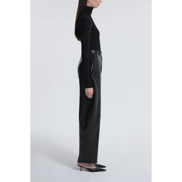 Nour Hammour Pants Color | Barrel Pants Softly Sculpted Leather Pants luxury leather Pants from Luxury Shoes 