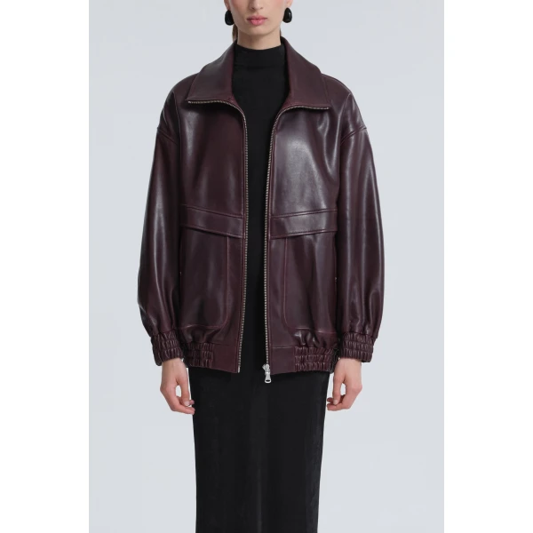 Nour Hammour Jackets Color | Beck Leather Bomber Jacket luxury leather Jackets from Luxury Shoes 