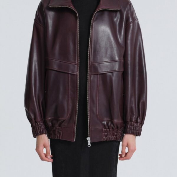 Nour Hammour Beck Leather Bomber Jacket, view 2