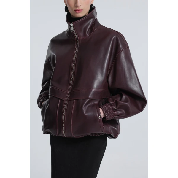 Nour Hammour Jackets Color | Beck Leather Bomber Jacket luxury leather Jackets from Luxury Shoes 