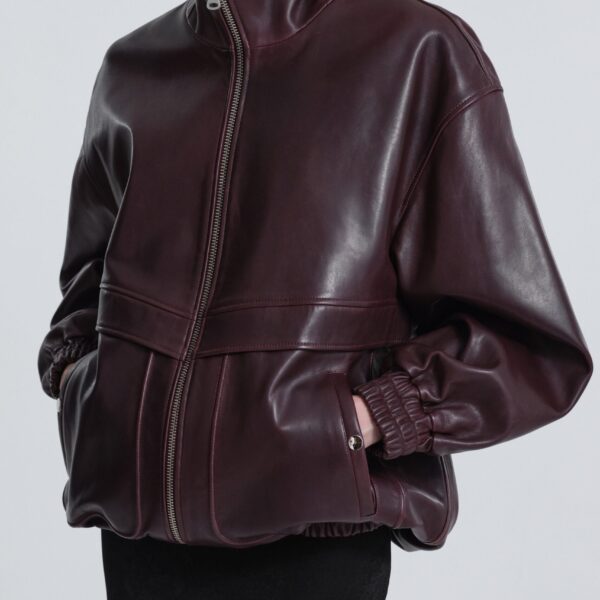 Nour Hammour Beck Leather Bomber Jacket, view 3
