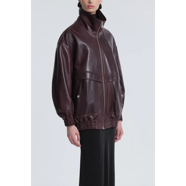 Nour Hammour Jackets Color | Beck Leather Bomber Jacket luxury leather Jackets from Luxury Shoes 