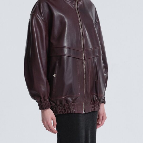 Nour Hammour Beck Leather Bomber Jacket, view 4