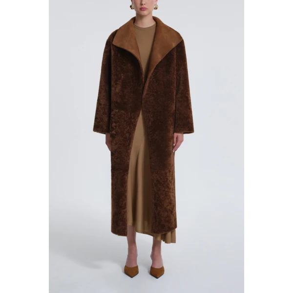 Nour Hammour Coats Color | Birthday Coat Draped Shearling Coat luxury leather Coats from Luxury Shoes 