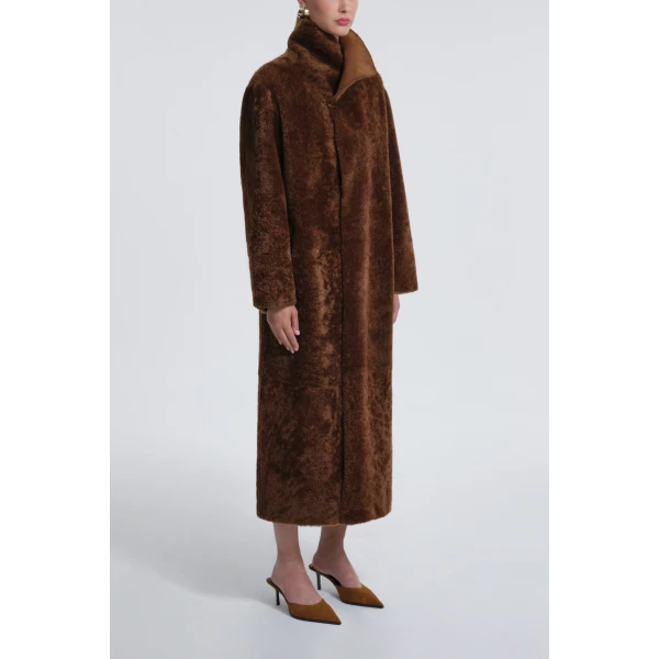 Nour Hammour Coats Color | Birthday Coat Draped Shearling Coat luxury leather Coats from Luxury Shoes 