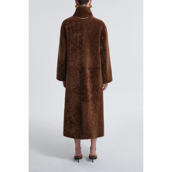 Nour Hammour Coats Color | Birthday Coat Draped Shearling Coat luxury leather Coats from Luxury Shoes 
