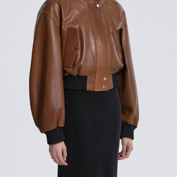 Nour Hammour Briar Cropped Bomber Jacket, view 4