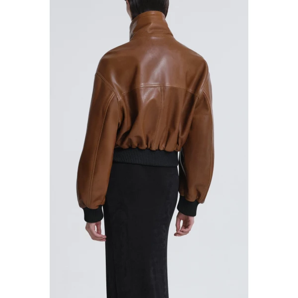 Nour Hammour Jackets Color | Briar Cropped Bomber Jacket luxury leather Jackets from Luxury Shoes 