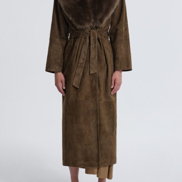 Nour Hammour Briona Luxurious Suede Coat, view 2