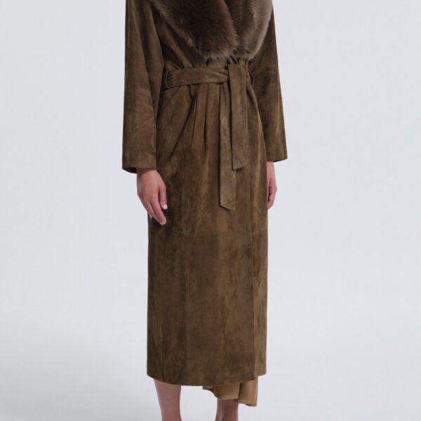 Nour Hammour Briona Luxurious Suede Coat, view 3