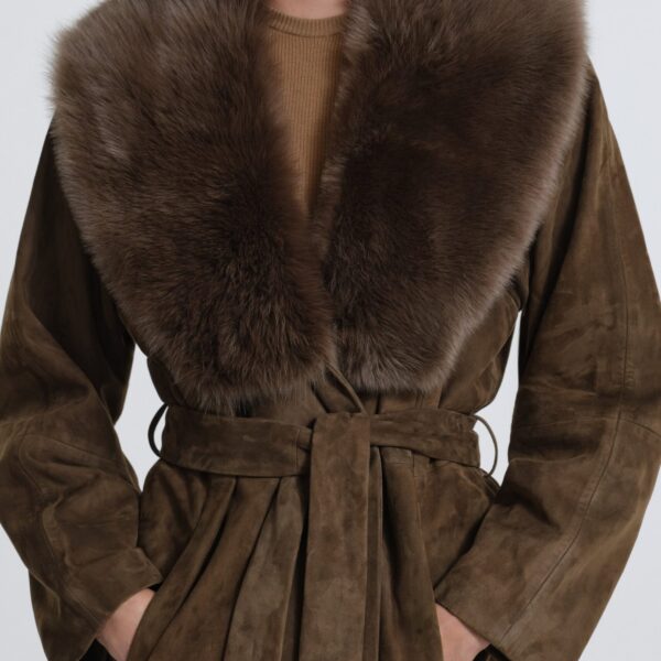 Nour Hammour Briona Luxurious Suede Coat, view 5