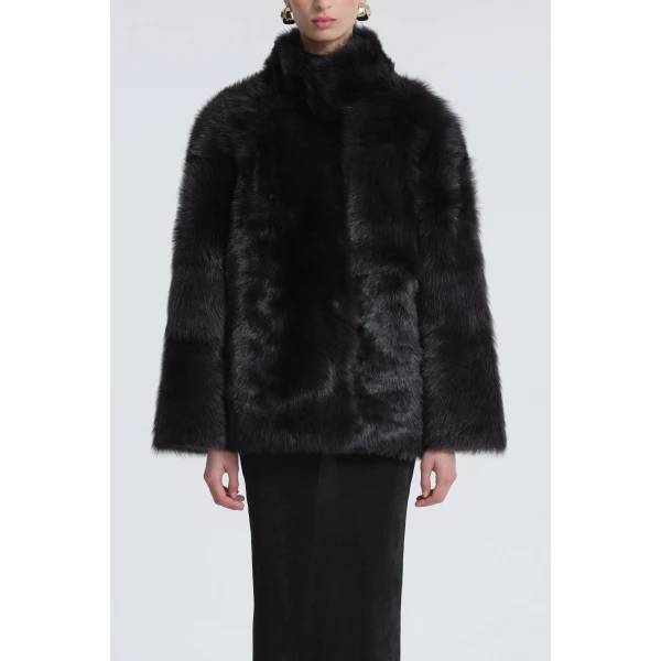 Nour Hammour Coats Color | Carolyn Everyday Shearling Midi Coat luxury leather Coats from Luxury Shoes 
