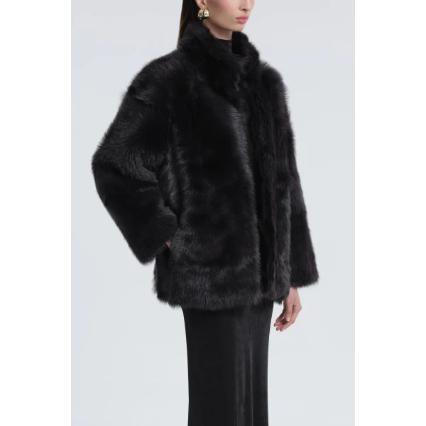 Nour Hammour Coats Color | Carolyn Everyday Shearling Midi Coat luxury leather Coats from Luxury Shoes 