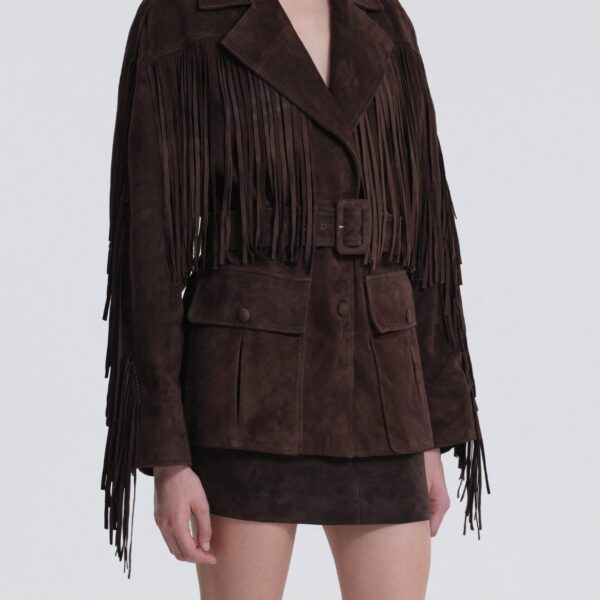 Nour Hammour Cassidy Suede Fringe Jacket, view 3