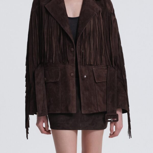 Nour Hammour Cassidy Suede Fringe Jacket, view 4