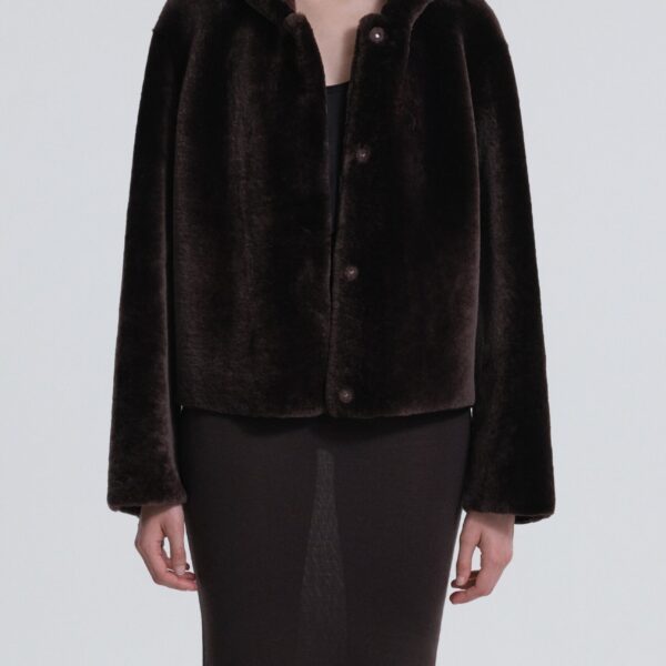 Nour Hammour Cooper Hooded Shearling Jacket, view 2