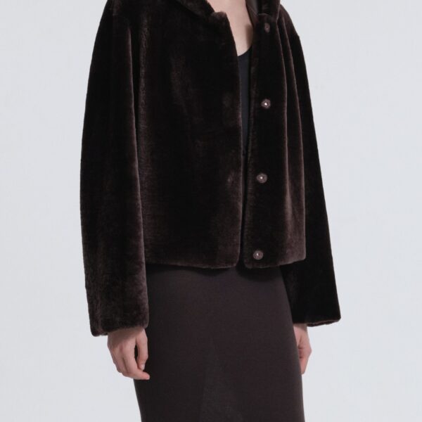 Nour Hammour Cooper Hooded Shearling Jacket, view 3