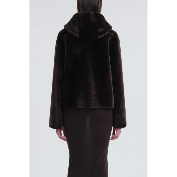 Nour Hammour Jackets Color | Cooper Hooded Shearling Jacket luxury leather Jackets from Luxury Shoes 