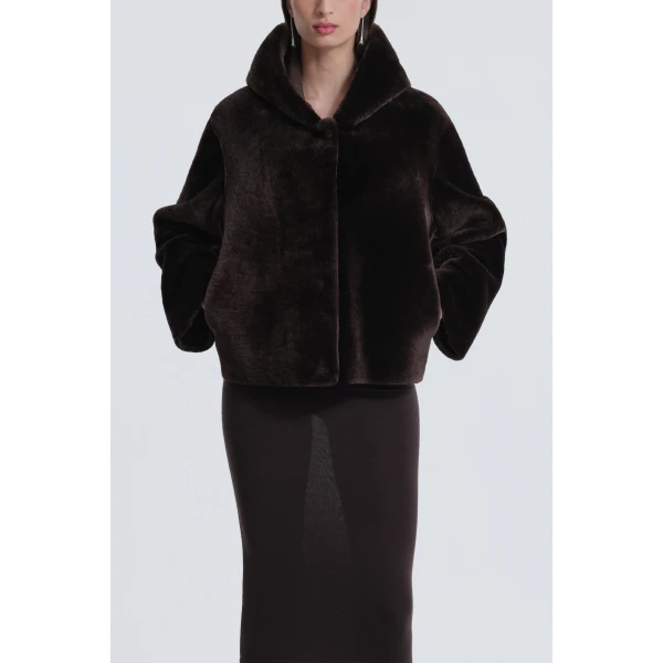 Nour Hammour Jackets Color | Cooper Hooded Shearling Jacket luxury leather Jackets from Luxury Shoes 